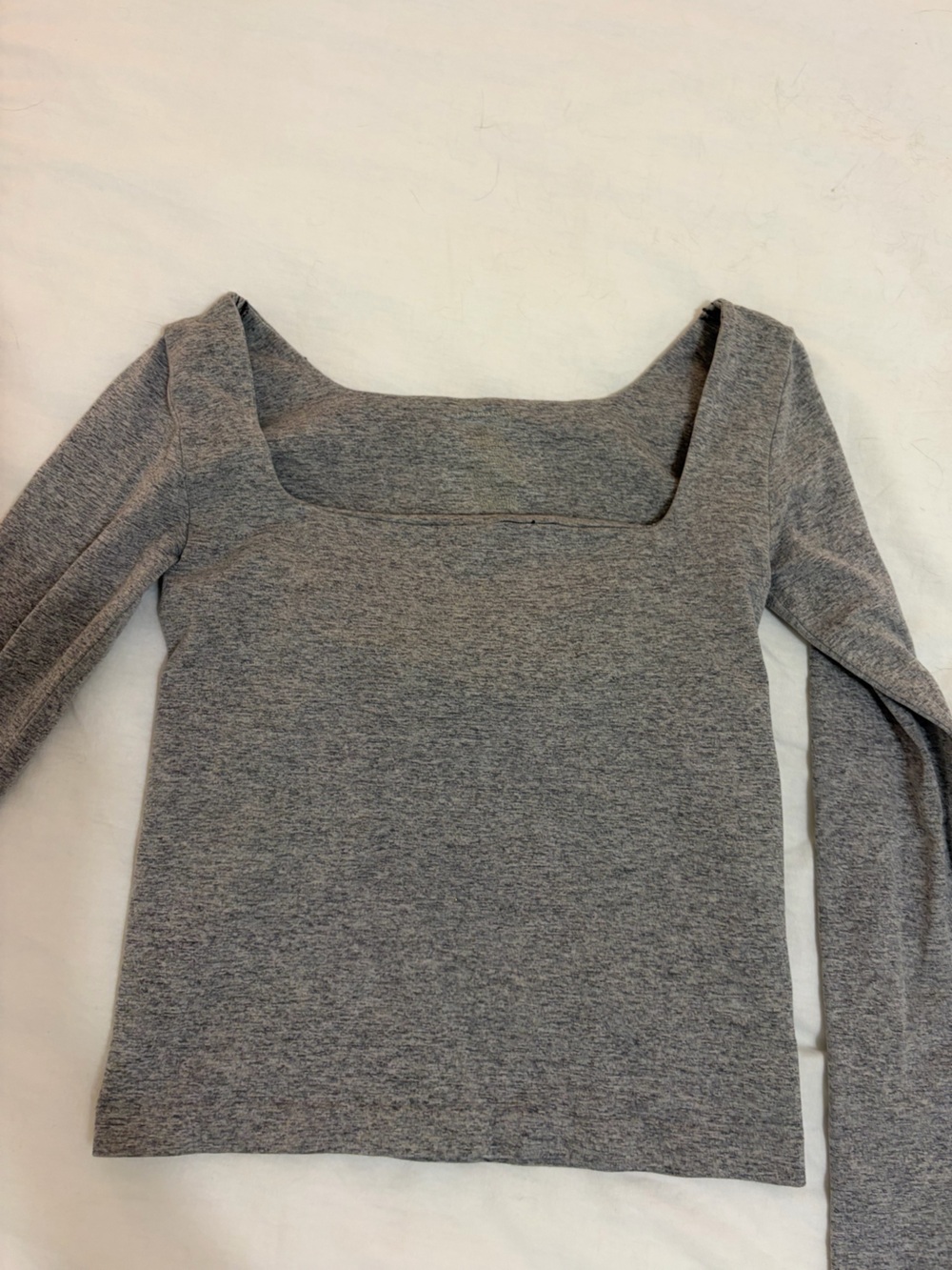 Free People Gray Square Neck Long Sleeve Top